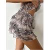 imageSOLY HUX Womens Y2k Leopard Print Mini Skirts Drop Waist Belted Flared Sexy Skirt ClubwearMulti Printed