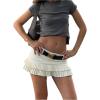 imageSOLY HUX Womens Pleated Layered Ruffle Hem Skirt Low Rise A Line Mini Y2k SkirtsSolid Beige