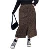 imageSOLY HUX Womens Plus Size Leopard Print Skirt Front Slit Bodycon Casual Going Out Midi SkirtsBrown Leopard