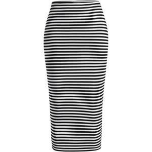 imageSOLY HUX Womens Plus Size Striped Pencil Skirt High Waisted Split Back Midi Skirts Black and White Striped 1XL