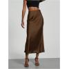 imageSOLY HUX Womens Elegant Satin Skirts High Waisted Flared Casual Work Office Fishtail Midi SkirtCoffee Brown