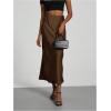 imageSOLY HUX Womens Elegant Satin Skirts High Waisted Flared Casual Work Office Fishtail Midi SkirtCoffee Brown