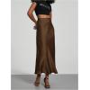 imageSOLY HUX Womens Elegant Satin Skirts High Waisted Flared Casual Work Office Fishtail Midi SkirtCoffee Brown