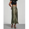 imageSOLY HUX Womens Elegant Satin Skirts High Waisted Flared Casual Work Office Fishtail Midi SkirtDark Green
