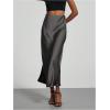 imageSOLY HUX Womens Elegant Satin Skirts High Waisted Flared Casual Work Office Fishtail Midi SkirtDark Grey