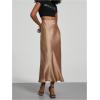 imageSOLY HUX Womens Elegant Satin Skirts High Waisted Flared Casual Work Office Fishtail Midi SkirtDark Khaki