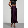 imageSOLY HUX Womens Elegant Satin Skirts High Waisted Flared Casual Work Office Fishtail Midi SkirtDark Purple