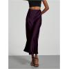 imageSOLY HUX Womens Elegant Satin Skirts High Waisted Flared Casual Work Office Fishtail Midi SkirtDark Purple