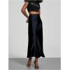 imageSOLY HUX Womens Elegant Satin Skirts High Waisted Flared Casual Work Office Fishtail Midi SkirtDeep Blue