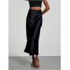 imageSOLY HUX Womens Elegant Satin Skirts High Waisted Flared Casual Work Office Fishtail Midi SkirtDeep Blue