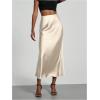 imageSOLY HUX Womens Elegant Satin Skirts High Waisted Flared Casual Work Office Fishtail Midi SkirtPure Beige
