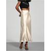 imageSOLY HUX Womens Elegant Satin Skirts High Waisted Flared Casual Work Office Fishtail Midi SkirtPure Beige
