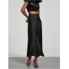 imageSOLY HUX Womens Elegant Satin Skirts High Waisted Flared Casual Work Office Fishtail Midi SkirtPure Black