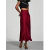 imageSOLY HUX Womens Elegant Satin Skirts High Waisted Flared Casual Work Office Fishtail Midi SkirtPure Burgundy
