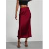 imageSOLY HUX Womens Elegant Satin Skirts High Waisted Flared Casual Work Office Fishtail Midi SkirtPure Burgundy