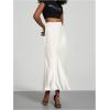 imageSOLY HUX Womens Elegant Satin Skirts High Waisted Flared Casual Work Office Fishtail Midi SkirtPure White