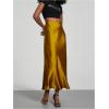 imageSOLY HUX Womens Elegant Satin Skirts High Waisted Flared Casual Work Office Fishtail Midi SkirtPure Yellow