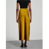 imageSOLY HUX Womens Elegant Satin Skirts High Waisted Flared Casual Work Office Fishtail Midi SkirtPure Yellow