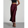 imageSOLY HUX Womens Elegant Satin Skirts High Waisted Flared Casual Work Office Fishtail Midi SkirtRed Violet