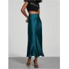 imageSOLY HUX Womens Elegant Satin Skirts High Waisted Flared Casual Work Office Fishtail Midi SkirtTeal Blue