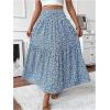 imageSOLY HUX Womens Floral Print Ruffle Hem Skirt High Waisted Shirred Flowy Maxi Skirts with PocketsBlue Floral