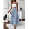 imageSOLY HUX Womens Floral Print Ruffle Hem Skirt High Waisted Shirred Flowy Maxi Skirts with PocketsBlue Floral