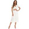 imageSOLY HUX Womens High Waist Frill Trim A Line Swing Flowy Summer Midi SkirtsSolid White