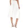 imageSOLY HUX Womens High Waist Frill Trim A Line Swing Flowy Summer Midi SkirtsSolid White