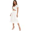 imageSOLY HUX Womens High Waist Frill Trim A Line Swing Flowy Summer Midi SkirtsSolid White