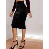 imageSOLY HUX Womens High Waist Split Hem Velvet Bodycon Pencil Midi SkirtBlack