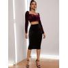 imageSOLY HUX Womens High Waist Split Hem Velvet Bodycon Pencil Midi SkirtBlack