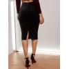 imageSOLY HUX Womens High Waist Split Hem Velvet Bodycon Pencil Midi SkirtBlack