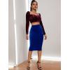 imageSOLY HUX Womens High Waist Split Hem Velvet Bodycon Pencil Midi SkirtSolid Royal Blue