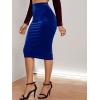 imageSOLY HUX Womens High Waist Split Hem Velvet Bodycon Pencil Midi SkirtSolid Royal Blue