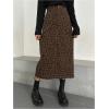 imageSOLY HUX Womens Leopard Skirts Front Slit Elegant Office Bodycon Skirt Going Out Party Midi SkirtsBrown Leopard