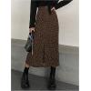 imageSOLY HUX Womens Leopard Skirts Front Slit Elegant Office Bodycon Skirt Going Out Party Midi SkirtsBrown Leopard