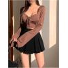 imageSOLY HUX Womens Pleated Skirt High Waisted A Line Casual Mini SkirtsPure Black