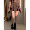 imageSOLY HUX Womens Pleated Skirt High Waisted A Line Casual Mini SkirtsPure Coffee Brown