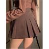 imageSOLY HUX Womens Pleated Skirt High Waisted A Line Casual Mini SkirtsPure Coffee Brown