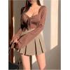 imageSOLY HUX Womens Pleated Skirt High Waisted A Line Casual Mini SkirtsPure Khaki