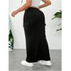 imageSOLY HUX Womens Plus Size Cargo Skirts Y2k Vintage Long Maxi Skirts with Pockets StreetwearPlain Black