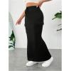 imageSOLY HUX Womens Plus Size Cargo Skirts Y2k Vintage Long Maxi Skirts with Pockets StreetwearPlain Black