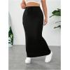 imageSOLY HUX Womens Plus Size Cargo Skirts Y2k Vintage Long Maxi Skirts with Pockets StreetwearPlain Black