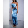 imageSOLY HUX Womens Sexy Skirt Set Printed Crop Bandeau Tube Top and Bodycon Skirts 2Pcs Summer OutfitsBlue Multi