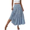 imageSOLY HUX Womens Floral Print Ruffle Hem Skirt High Waisted Shirred Flowy Maxi Skirts with PocketsBlue Floral