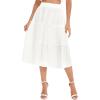 imageSOLY HUX Womens High Waist Frill Trim A Line Swing Flowy Summer Midi SkirtsSolid White