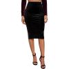 imageSOLY HUX Womens High Waist Split Hem Velvet Bodycon Pencil Midi SkirtBlack