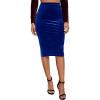 imageSOLY HUX Womens High Waist Split Hem Velvet Bodycon Pencil Midi SkirtSolid Royal Blue