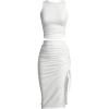 imageSOLY HUX Womens Summer Skirt Set Sleeveless Cropped Tank Tops and Bodycon Slit Midi Skirt Matching SetPlain White