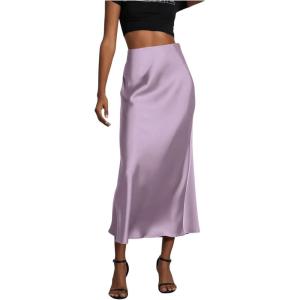 imageSOLY HUX Womens Elegant Satin Skirts High Waisted Flared Casual Work Office Fishtail Midi SkirtMauve Purple